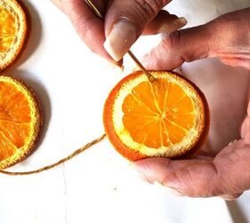 guirnalda de ans estrellado con rodajas de naranja, sacar aguja