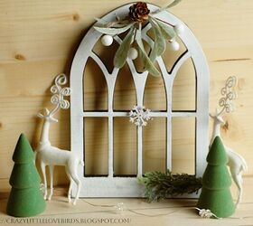 diseo invernal festivo con marco arqueado de dollar tree, Arco de ventana de imitaci n con dise o de invierno