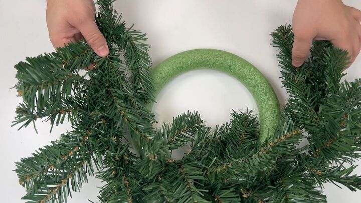 Dollar store Styrofoam wreath and garland for crafting the Christmas centerpiece