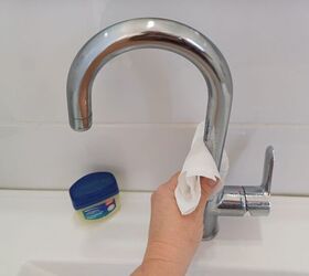 how to clean faucet, Vaseline hack to repel water and prevent stains on faucets