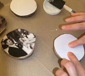 Placing the picture face down on the coaster