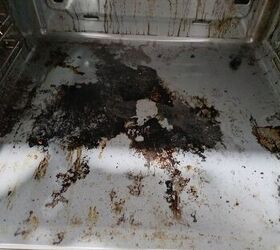 how to clean an oven, Baked on grease and grime at the bottom of an oven
