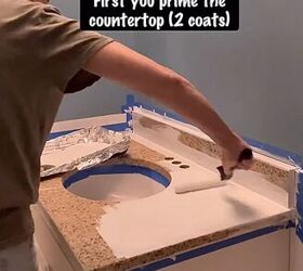 diy epoxy marble countertop, Priming and painting the countertop