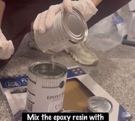 diy epoxy marble countertop, Mixing the epoxy resin