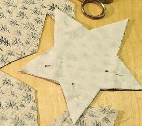 cmo coser sencillos adornos de tela en forma de estrella tutorial, patr n de estrella fijado a la tela