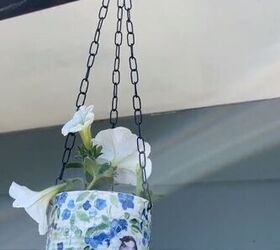 how to hang a plant from the ceiling without holes, DIY hanging planter with an S hook