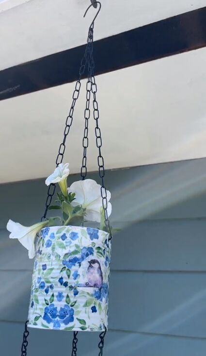 how to hang a plant from the ceiling without holes, DIY hanging planter with an S hook