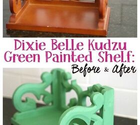 renacimiento de la pintura en aerosol transformacin de mesillas de noche de, Dixie Belle Kudzu Verde Pintado Estanter a Antes y Despu s