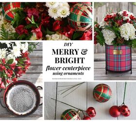 Centro de mesa floral DIY Merry & Bright con adornos