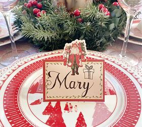 cinco diferentes decoraciones navideas con un solo cubierto, Tarjeta de mesa de Caspari