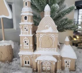 divertida casita de jengibre inspirada en pottery barn, Iglesia de Navidad de pan de jengibre DIY inspirada en Pottery Barn