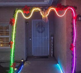 diy christmas arch, Christmas archway with garland and rope light