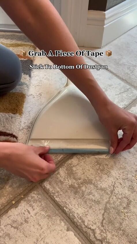 sweeping hack, Applying tape to the dustpan