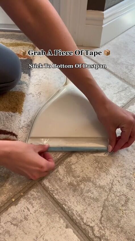 Applying tape to the dustpan
