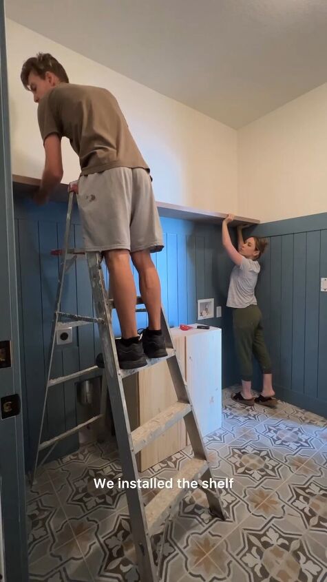 cabinet makeover, Installing the shelf