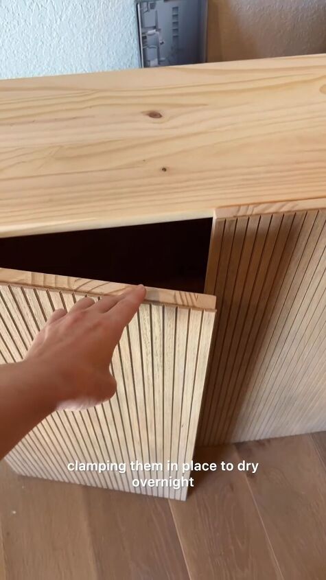 cabinet makeover, Attaching pole wrap to the doors
