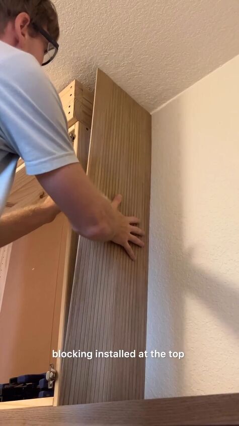 cabinet makeover, Installing the blocking