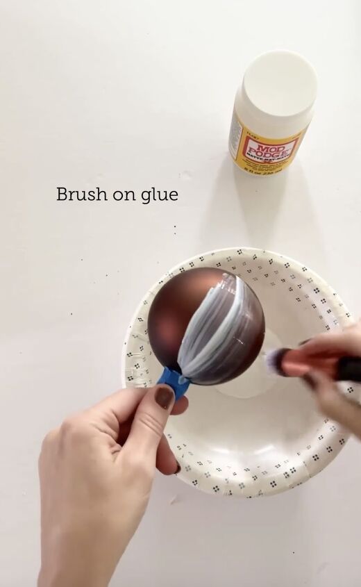 diy velvet ornaments, Applying glue with a brush