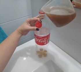Pour DIY cleaner into a makeshift squeeze bottle