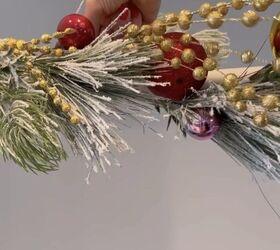 how to hang a garland, Adding floral berry picks