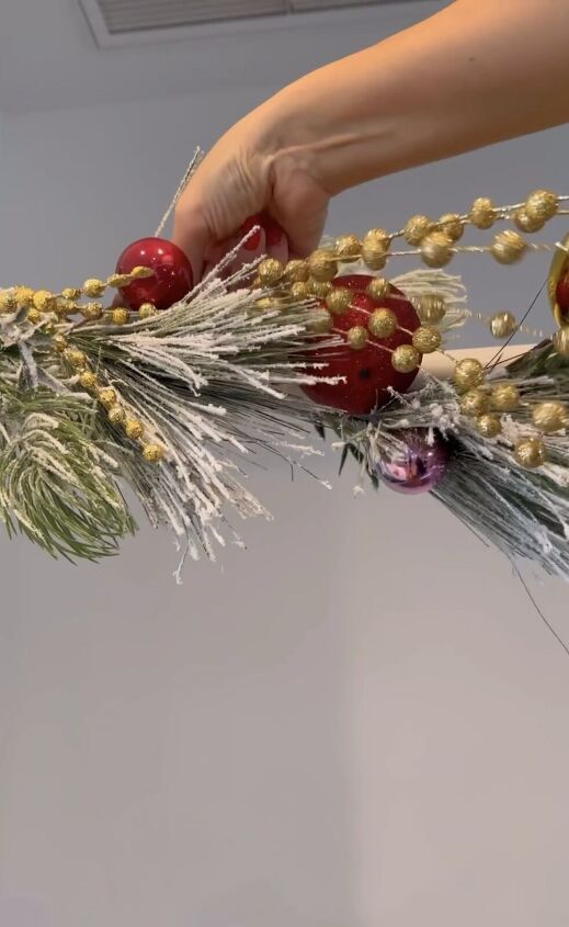 how to hang a garland, Adding floral berry picks