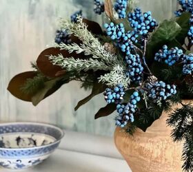 cmo hacer bolas de nieve de imitacin para tu decoracin de invierno, flores en maceta r stica con cuenco azul estampado