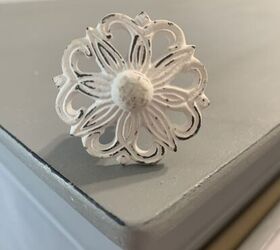 White metal distressed flower hardware