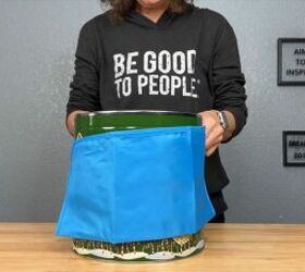 Wrapping apron around a tin