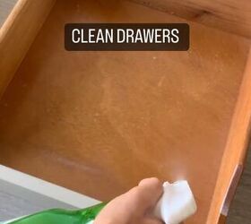 Spraying and wiping the drawers