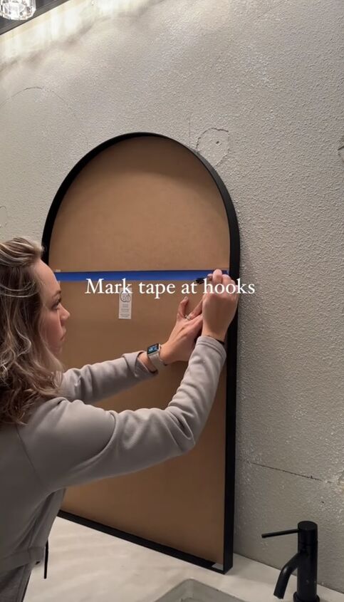 how to hang mirror on wall, Marking the mirror hooks