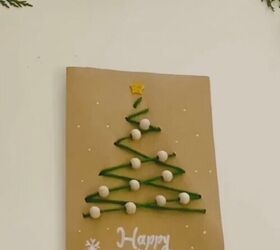Tarjeta de Navidad fácil con cordeles