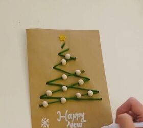 tarjeta de navidad fcil con cordeles