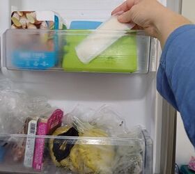 She tucks a sanitary pad into her freezer door for this easy and useful trick