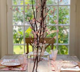 flores de cerezo diy, Flores de cerezo hechas a mano con papel de seda en nuestra mesa de comedor