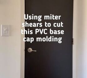 diy door upgrade, Cutting the PVC base cap molding