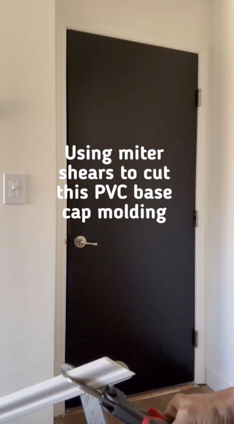 diy door upgrade, Cutting the PVC base cap molding