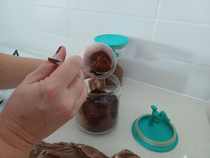 Adding coffee to pantihose