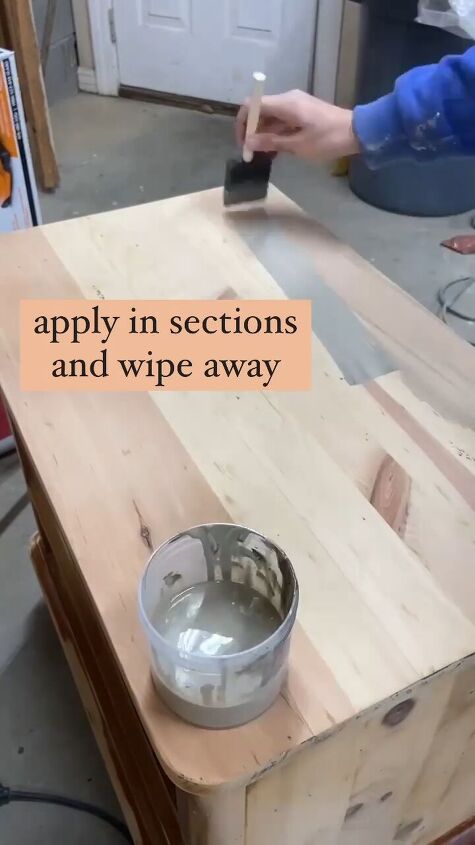 Applying the DIY stain to wood