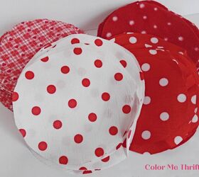 guirnalda de corazones con flores de tela de scrap, c rculos recortados de retales de tela