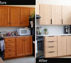 cmo hacer que los armarios de cocina de roble parezcan modernos sin pintura, actualizar una cocina con armarios de roble sin pintura antes y despu s