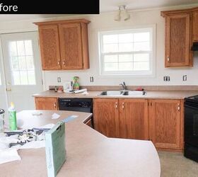 How she makes her old oak kitchen cabinets look amazing without painting them