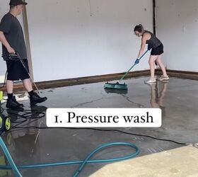 epoxy chip garage floor, Pressure washing the garage floor