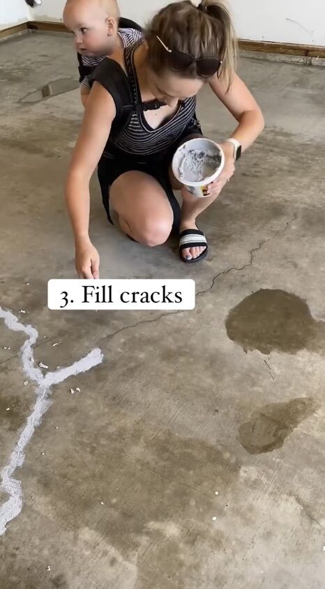 epoxy chip garage floor, Filling cracks in the floor