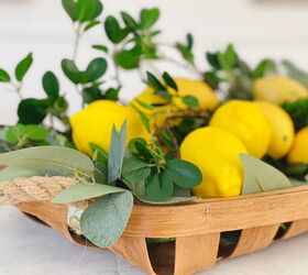 decoracin de primavera con un centro de mesa de limones, centro de mesa de limon