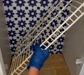 She takes down her basic wire shelves for a much better storage idea