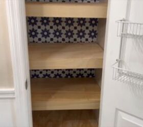 DIY plywood shelves in pantry ready for staining