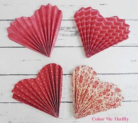 colgante de pared corazones de papel, DIY corazones de papel scrapbook