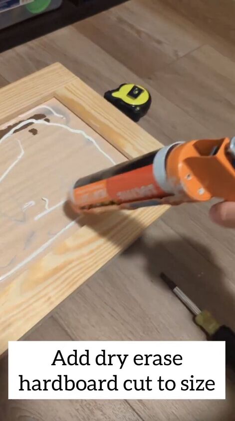 diy dry erase board for door, Applying liquid nails