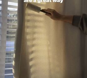 Using a lint roller on curtains