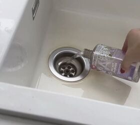 how to clean sink, Pouring disinfectant down the drain